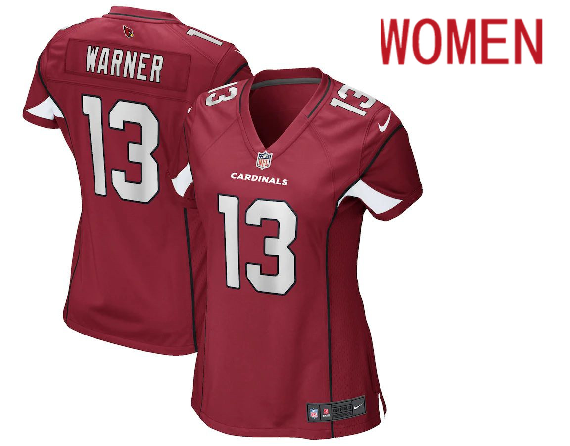 Women Arizona Cardinals #13 Kurt Warner Nike Red Game Retired Player NFL Jersey->women nfl jersey->Women Jersey